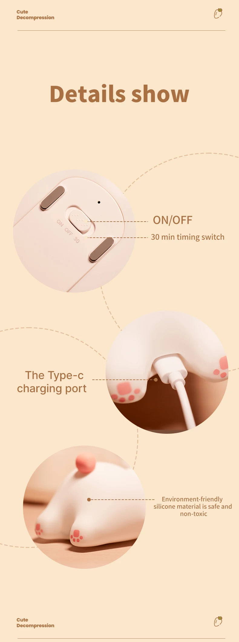 Cute Rabbit Rechargeable Silicone  Night Lamp Touch Sensor Big Face Rabbit Light Timing USB Light for Kids Gift Party Decor
